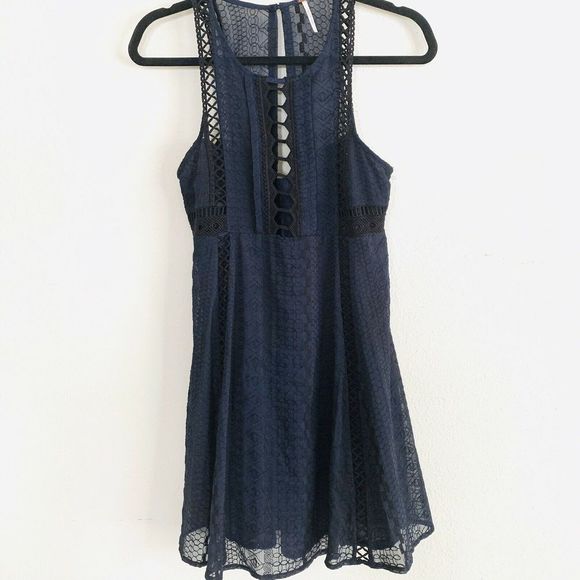 Free People Blue Lace Embroidered Dress - Picture 2 of 6